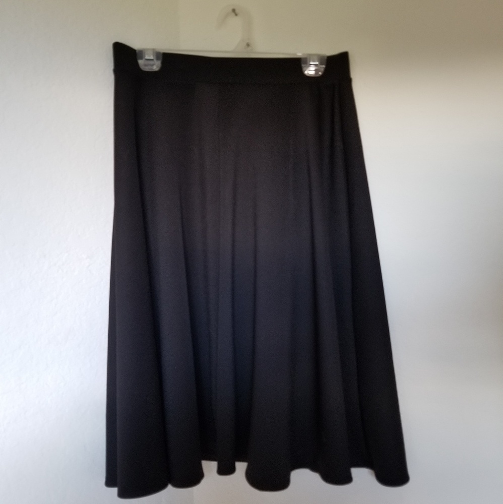 Forever21 Black Scuba Knit Fit+Flare Midi Skirt